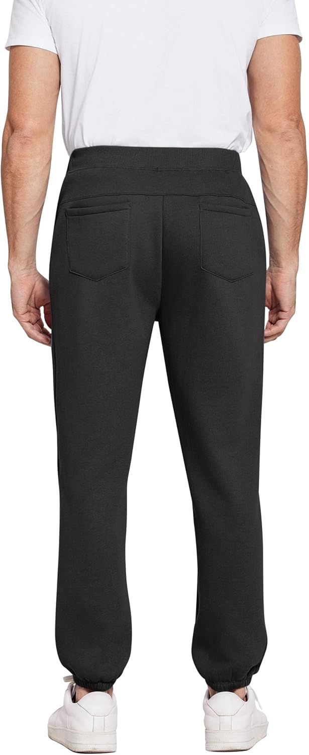 PINSPARK Men's Fleece Sweat Pants Joggers Cuffed Sweatpants Warm Cotton Baggy Sweatpants with Waist Elastic - Image 2