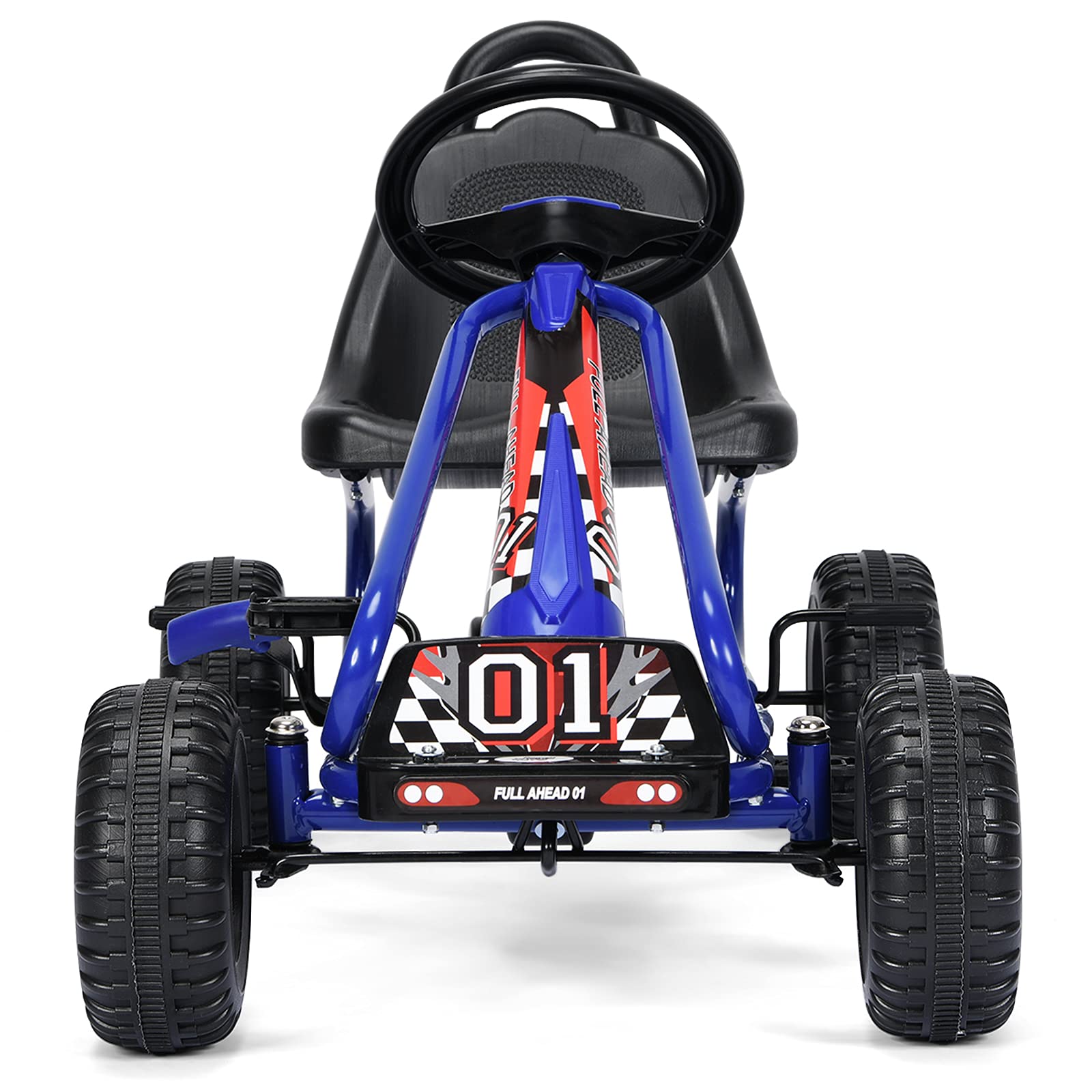 RELAX4LIFE Kinder Gokart mit Handbremse & verstellbarem Sitz, Tretauto mit Pedalen, Tretfahrzeug bis 30 kg belastbar, Kinderfahrzeug vor- & rückwärts fahrbar, Go Cart für Kinder von 3-6 Jahren (Blau)