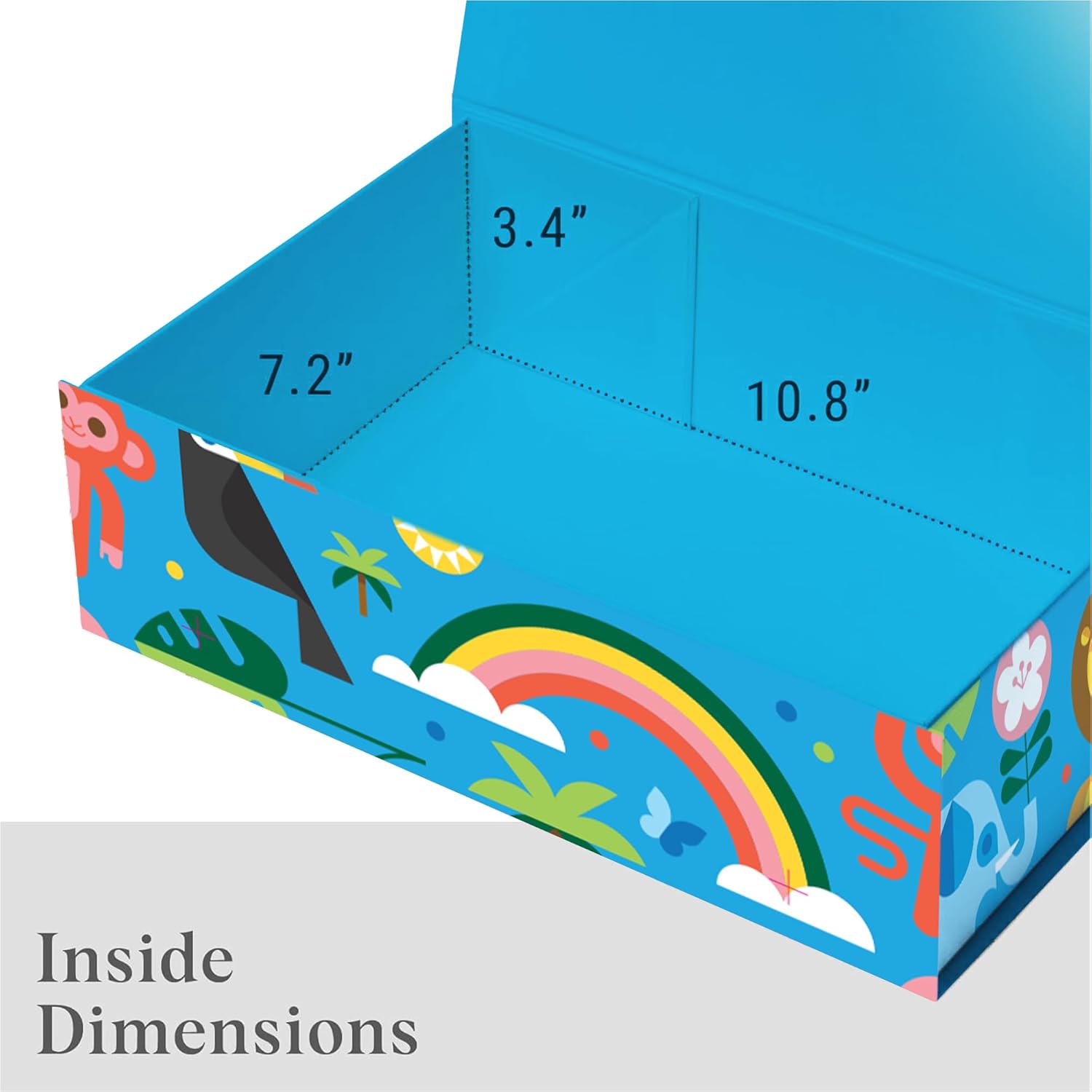 3-Pack Birthday Boxes for Kids – Jungle Animal Memory Box for Keepsakes with Magnetic Lids – Sturdy Decorative Gift Box Set for Boys & Girls (Lion, Elephant, Rainbow) – 11.5" x 7.5" x 3.5"
