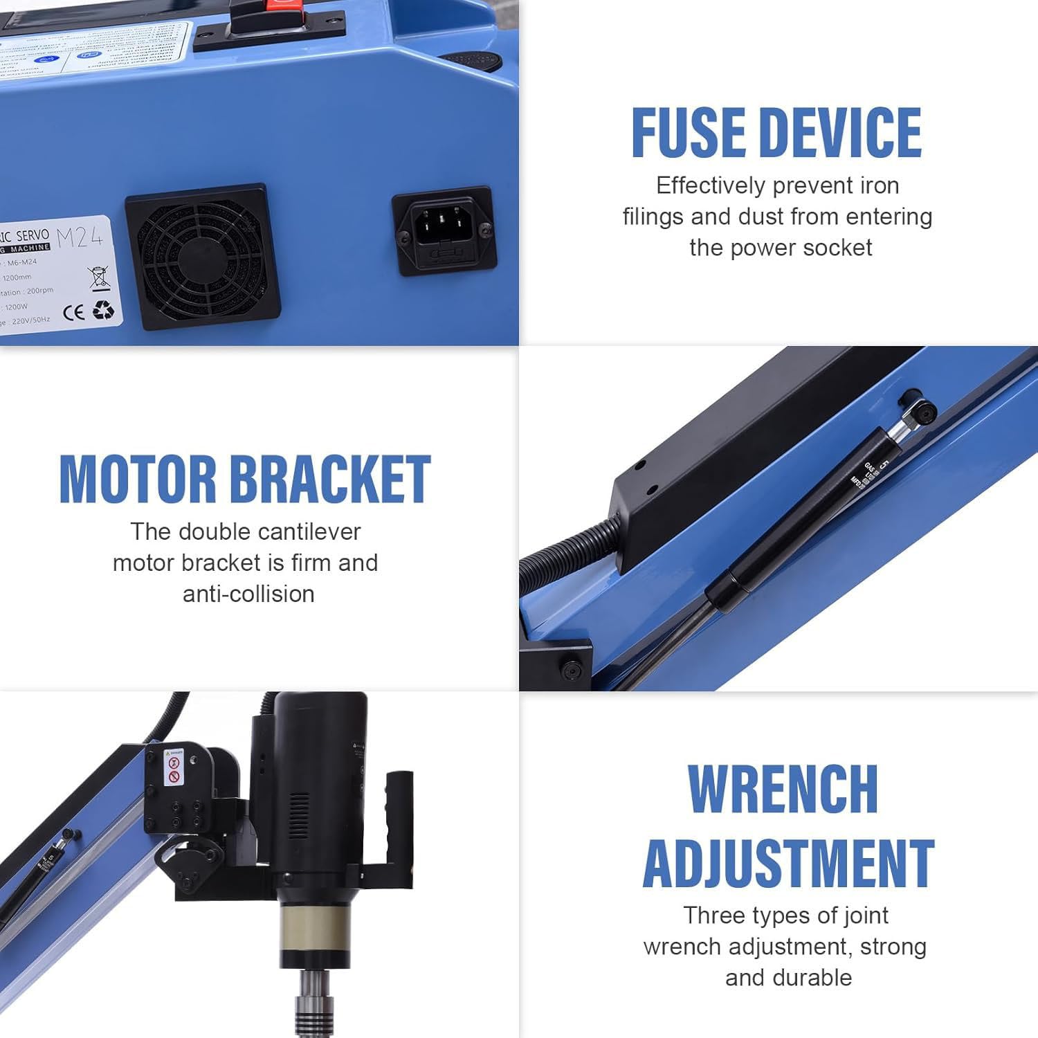 Maschiatrice elettrica, maschiatrice per Foratura M3-M16, maschiatrice con Braccio Flessibile a 360°, maschiatrice per Filettatura con 8 pinze ANSI