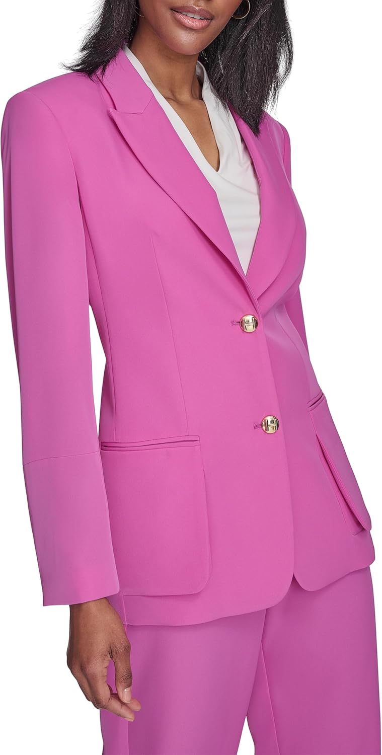 Halston Womens Two Button Soft Suiting Front Pocket Blazer - Image 3
