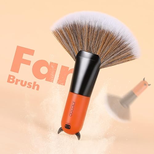 Miniatura 5 de Docolor Brocha profesional para maquillaje facial Kabuki, herramienta cosmética de pelo sintético de alta calidad, cepillo de ventilador Red BULL