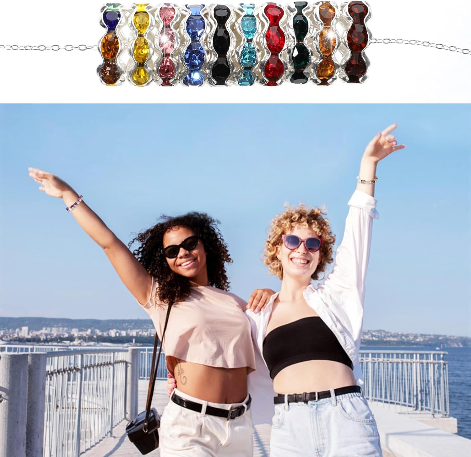 120 Pack 12 mm Large Hole Focal Beads Rhinestone Wave Spacer Multicolor Rondelle Spacers Beads Fancy Glitter Wave Diamond Crystal Bead Bulk Beadable Spacer Bead for Jewelry Making Pens - Image 6