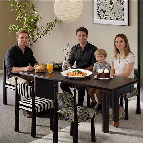 Miniatura 8 de Sillas de comedor de madera, juego de sillas de comedor de tela de lino, sillas de acento con respaldo, silla de maquillaje medieval sin brazos