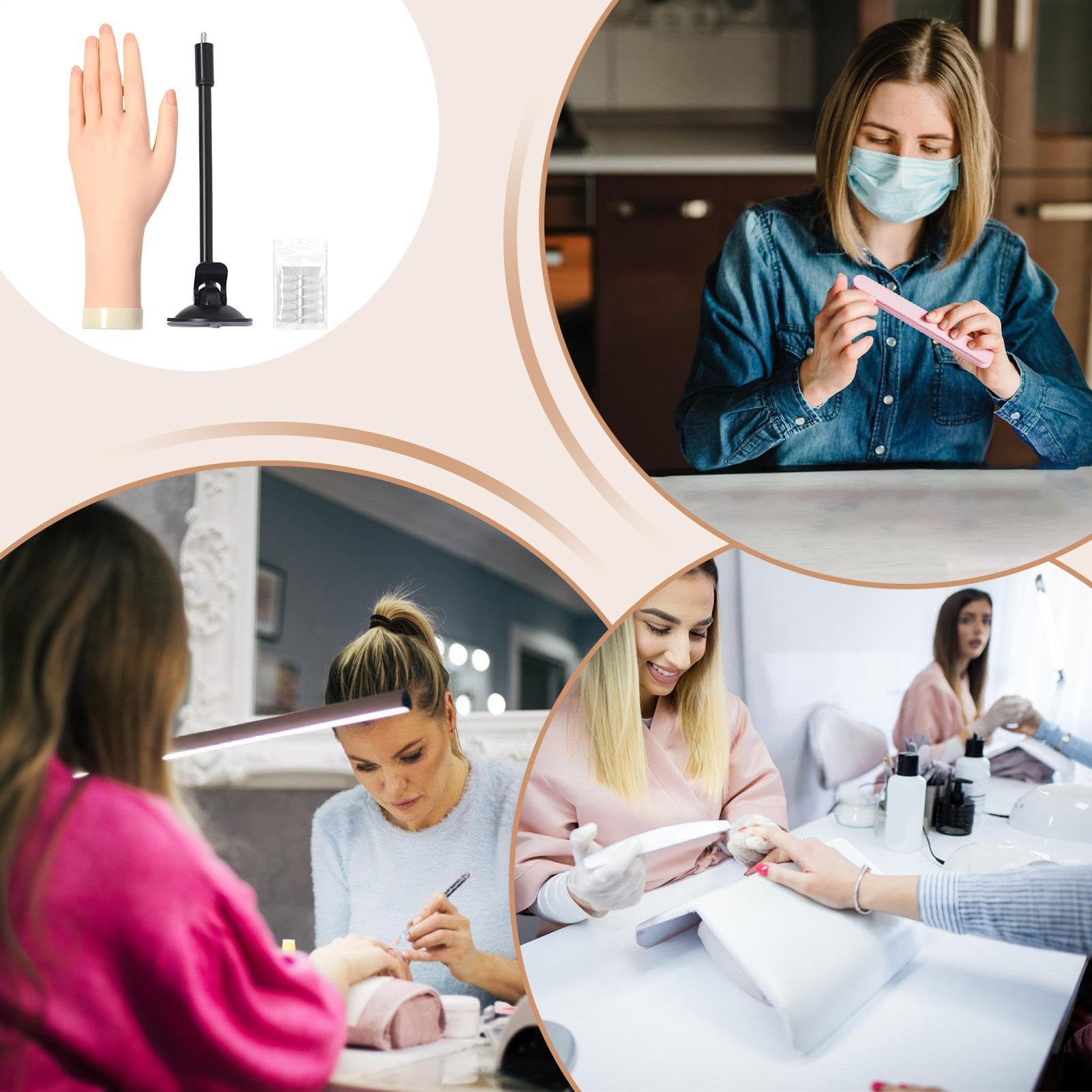 Mano da allenamento per unghie – Modello a mano flessibile e morbido, modello a mano per manicure | Strumento per la per principianti per donne, adolescenti, ragazze, dimostrazioni salone