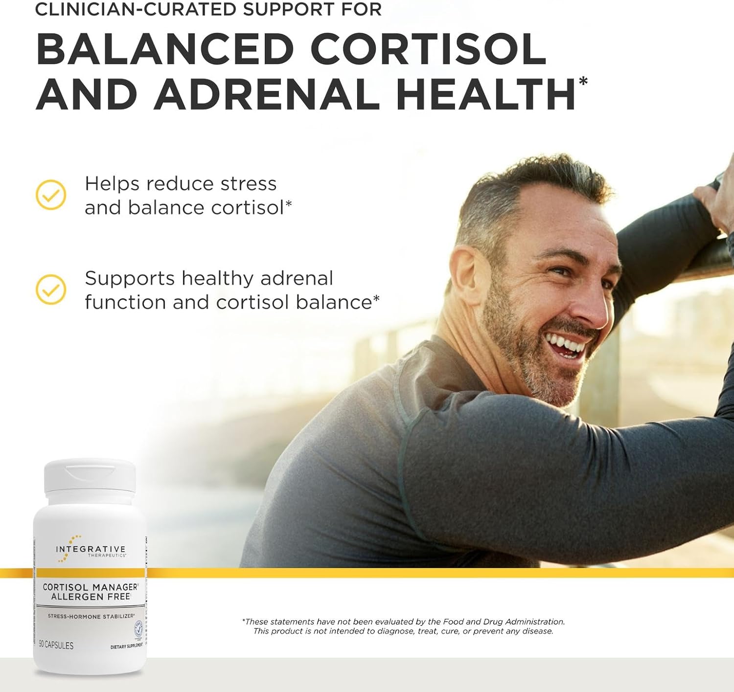 Integrative Therapeutics Cortisol Manager Allergen Free - Adrenal Health Support Supplement for Healthy Stress Response* - Vegan, Non-Dairy & Gluten-Free - 90 Capsules (45 Servings)