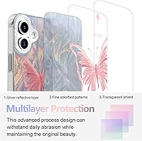 Vista 611 de I-MGAE-IN-AR - Funda diseñada para iPhone 12 y 12 Pro, diseño de mariposa plateada brillante, funda protectora de poliuretano termoplástico, suave