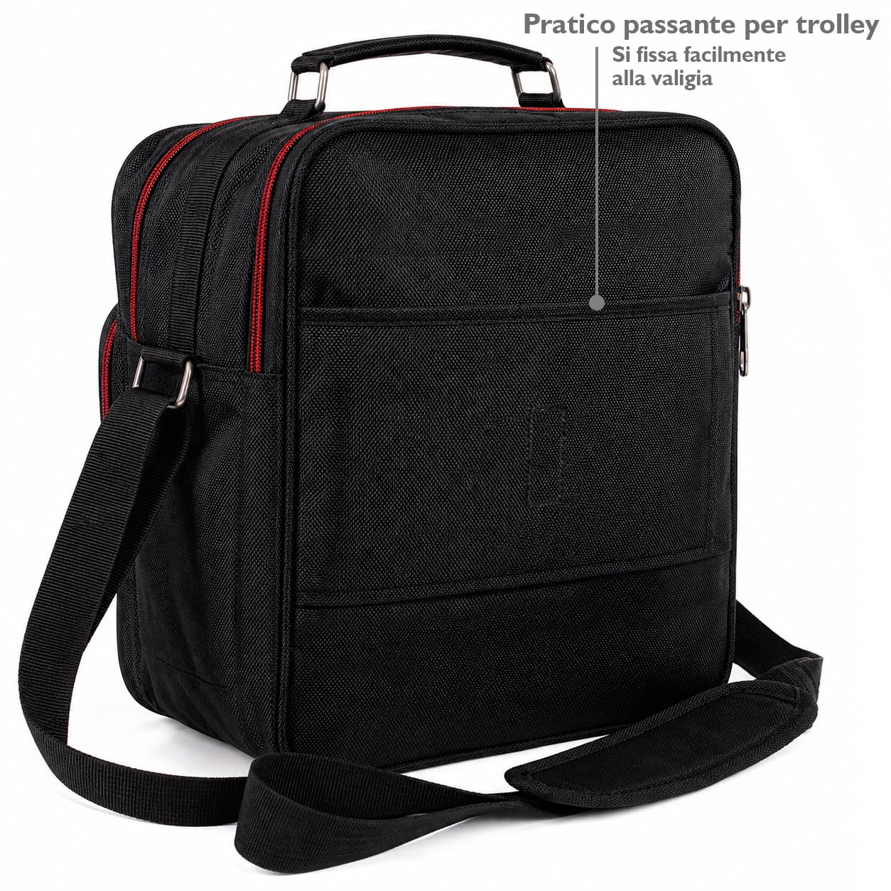 BAG STREET - Borsa da lavoro grande, Borsa da uomo, Compagno di volo | Borsa a tracolla | Nylon, 30 x 33 x 20 cm (Nero)