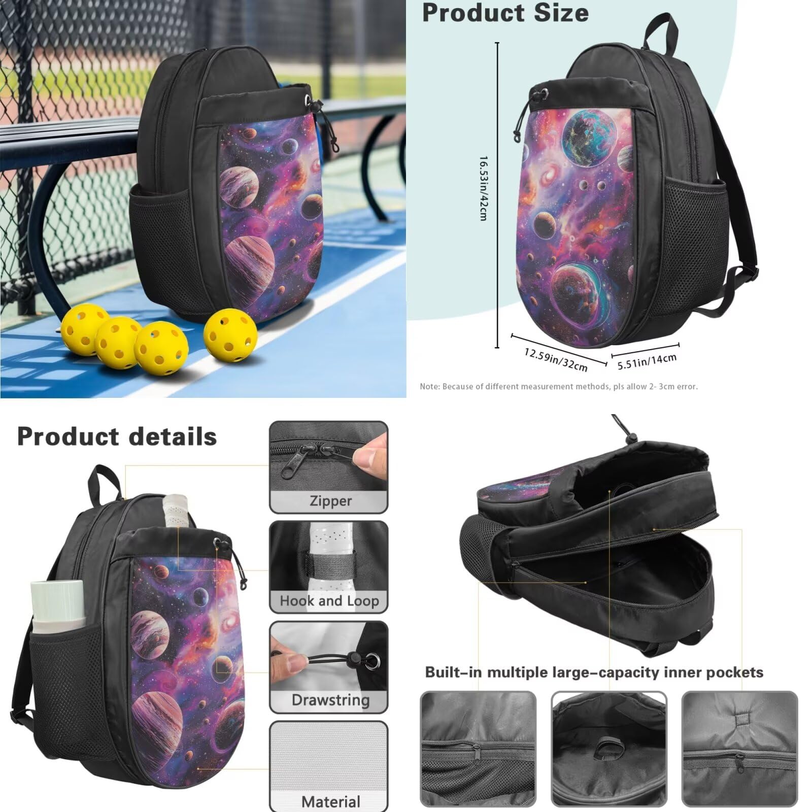 Set di 2 racchette per pickleball, per adulti e adolescenti