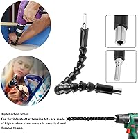 Vista 2 de Extensión de broca flexible, extensión de taladro flexible de 11.6 pulgadas, manual de 90° en ángulo recto, extensión flexible de 1/4 para taladro