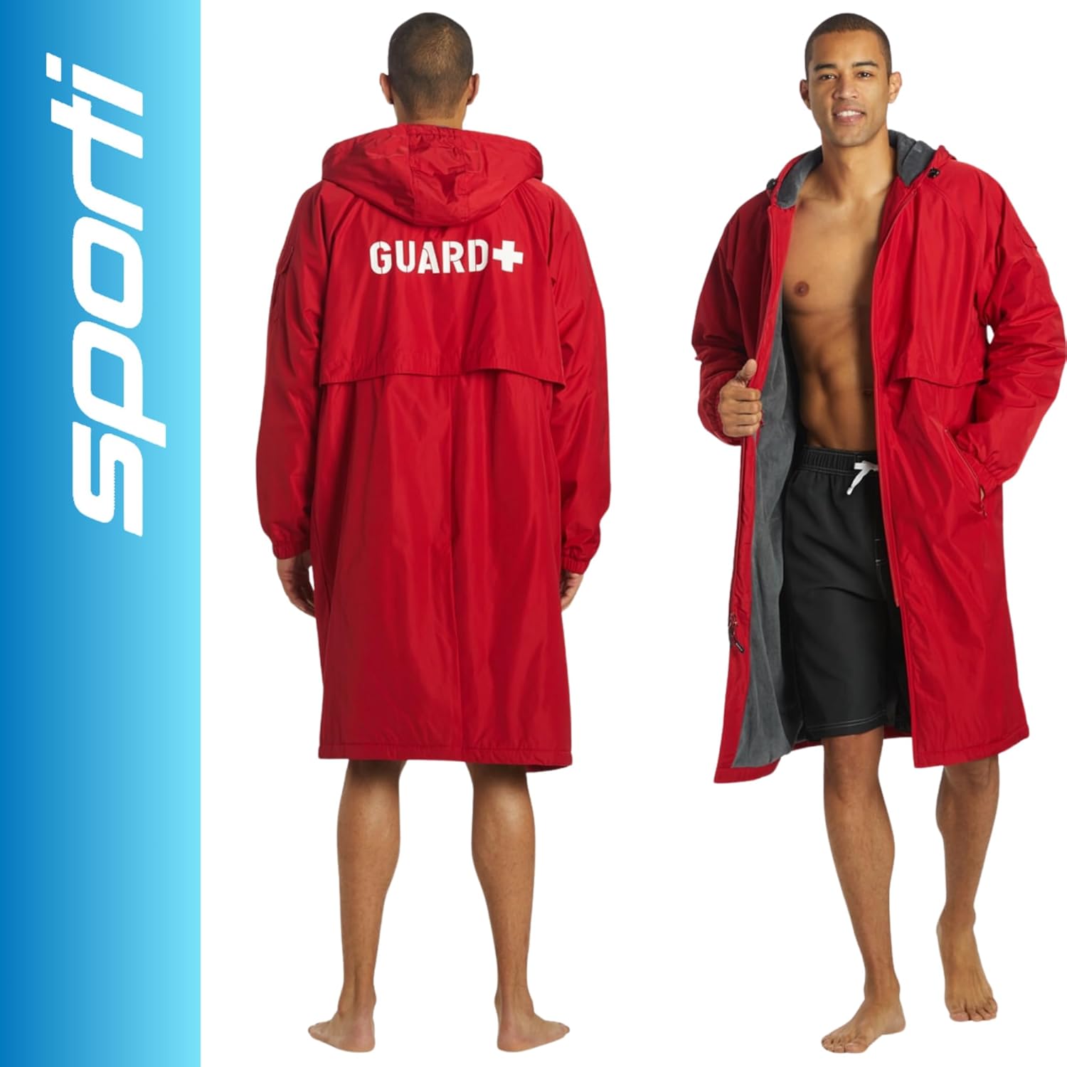 Sporti Unisex Swim Parka with Comfort Plush Fleece Lining, Multi Pocket Zipper - Water Resistant Swim Coats for Women & Men - Image 2