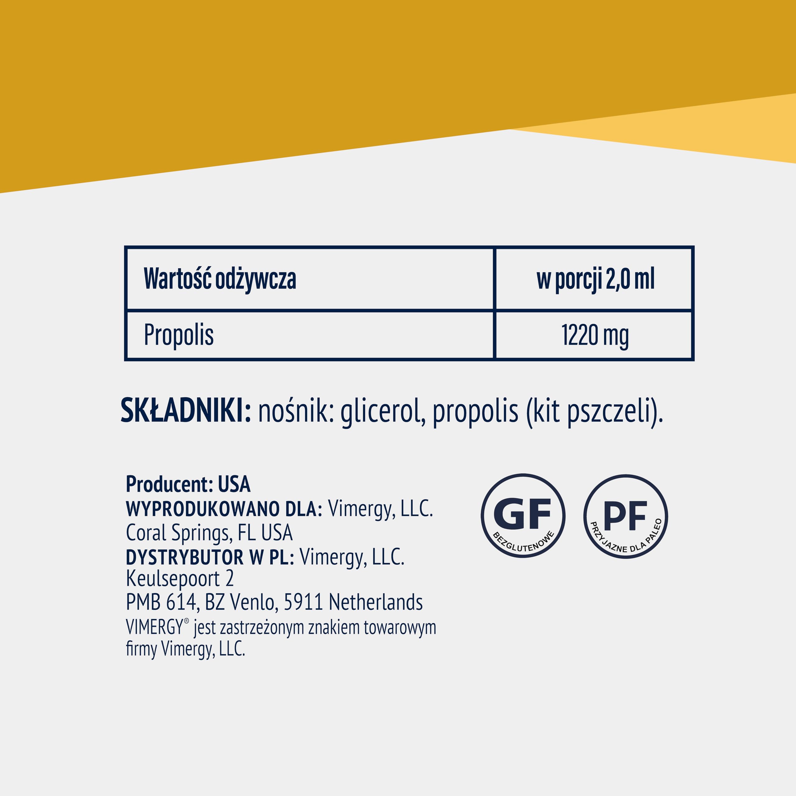 Vimergy PropolisPure™ 115 ml, 57 porcji – 1220 mg ekstraktu z propolisu – Standaryzowany na polifenole – Suplement wegetariański – Bez dodatku cukru i substancji wiążących – Bez GMO i bezglutenowy