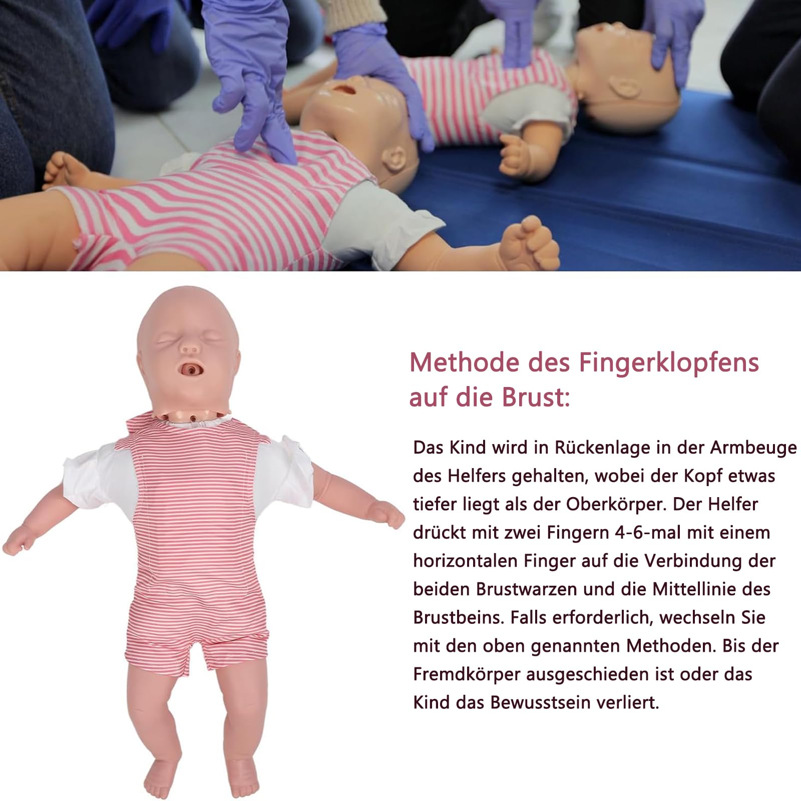 Herz-Lungen-Wiederbelebungspuppe für Kleinkinder, Erste-hilfe-reanimationspuppen, Erste hilfe kinderpuppe, Atemwegsobstruktion, Herz-Lungen-Wiederbelebungspuppe aus Silikon für die Ausbildung