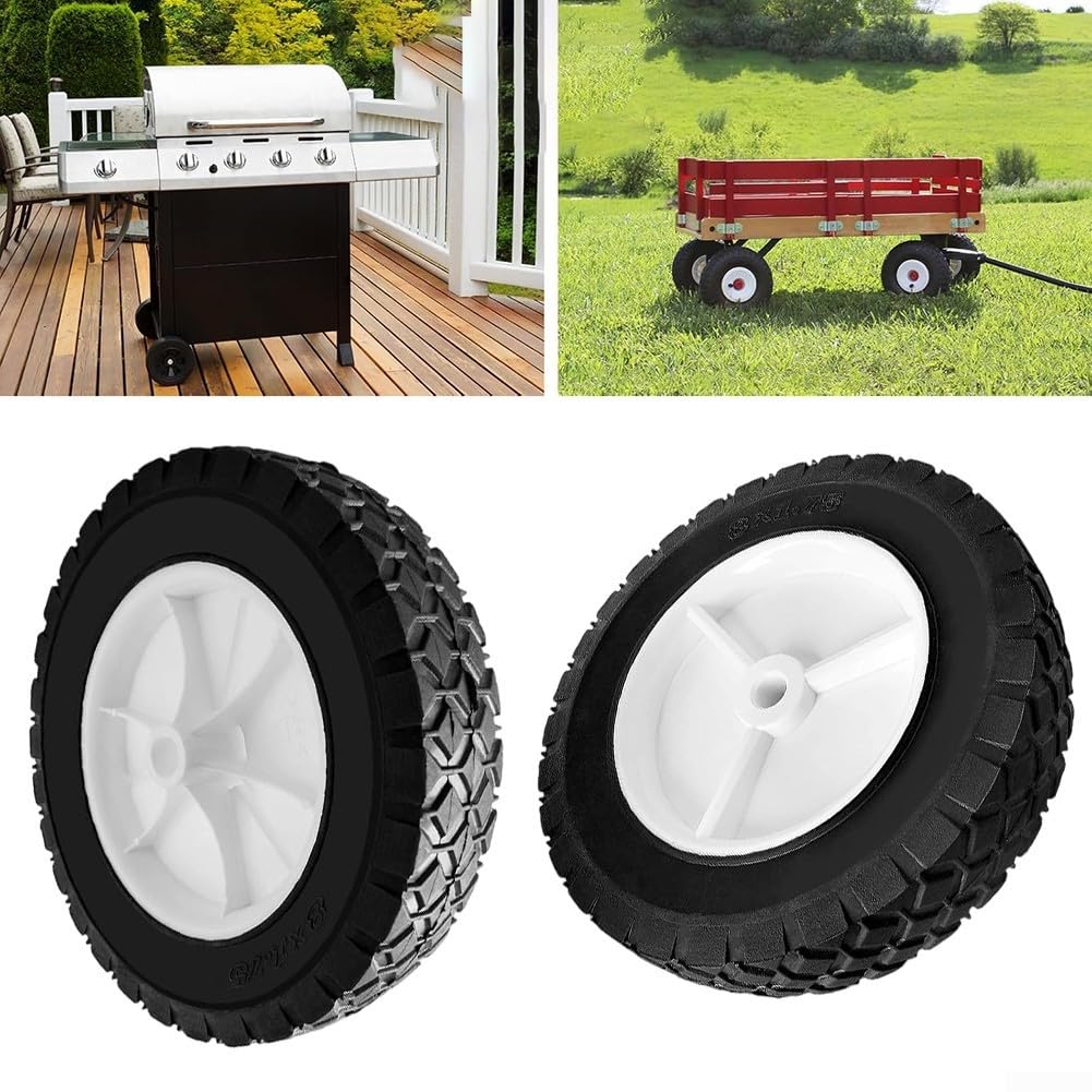 Confezione da 2 ruote di ricambio da 20,3 cm per artigiano per TROY-BILT per griglie WEBER, pneumatici in plastica in gomma per tosaerba, carrelli utility, attrezzature da giardino
