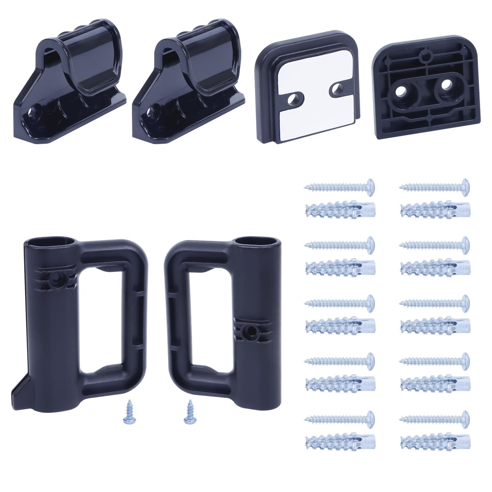 Stcockis Retractable Baby Gate Replacement Parts - Full Set Wall Mounting Kits Hardware with Brackets, Hooks, Latches, Screws for Retractable Dog Gate, Black