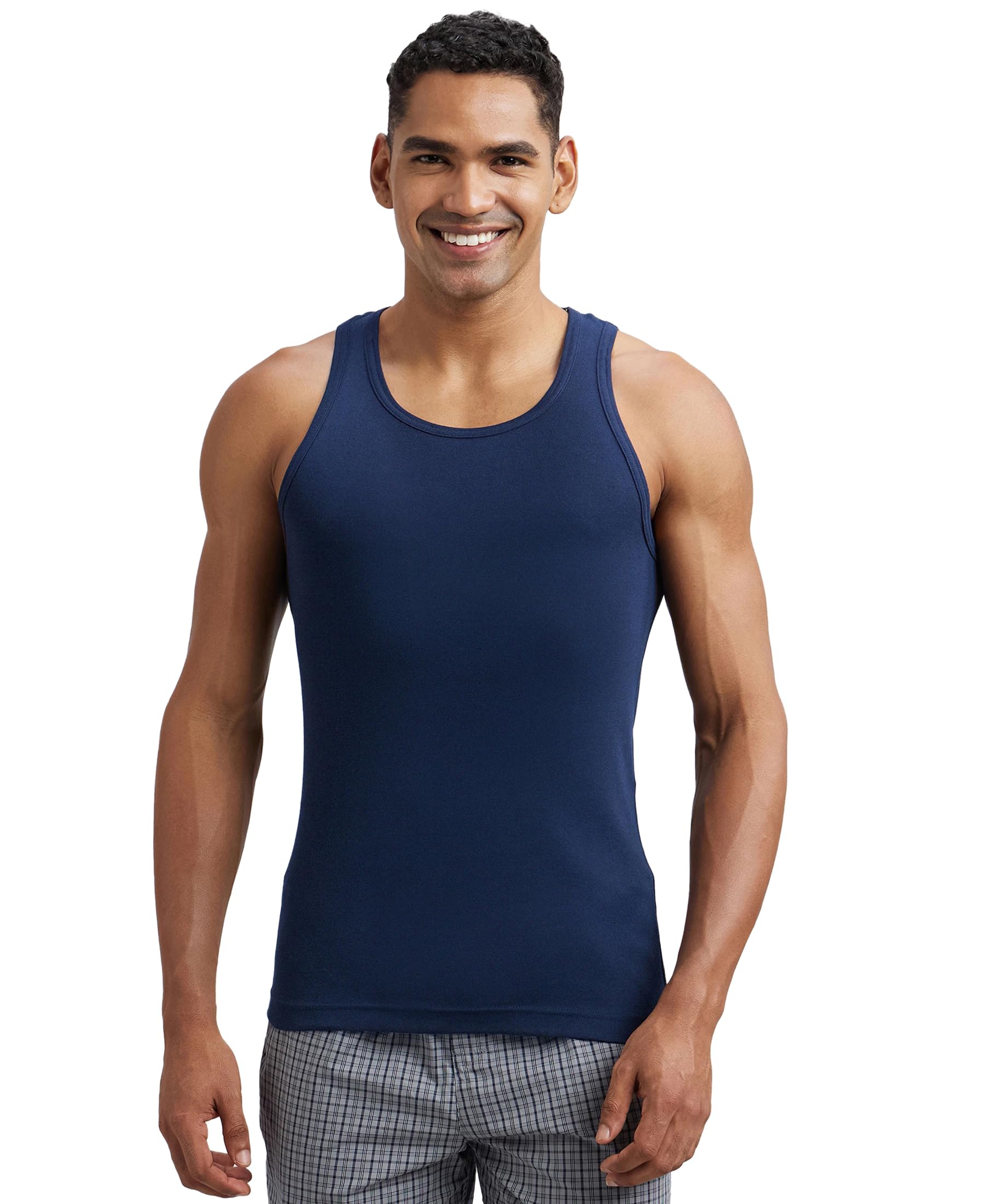jockey FP04 Men's Super Combed Cotton Rib Round Neck Slim Fit Sleeveless Vest with Extended Length for Easy Tuck-picture-25