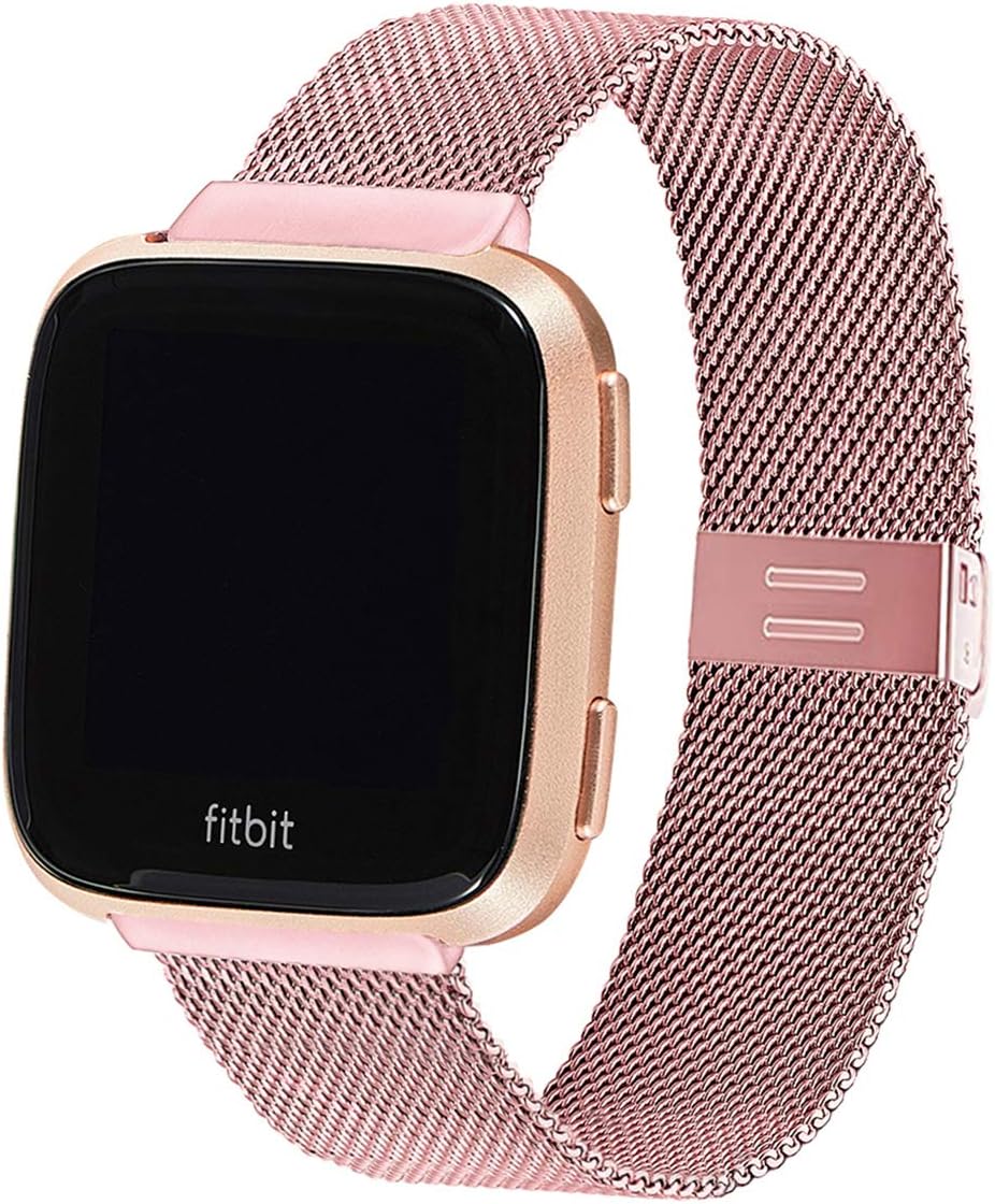 ZXCASD Band Compatible for Versa/Versa 2 Bands, Top Metal Band Replacement Wristband Strap for Versa/Versa 2 /Versa Lite/Versa SE Fitness Smart Watch (Rose pink) : Electronics