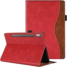 CASAFUNY Case for Lenovo Tab P11 Pro 2nd 2022 11.2" Case TB132FU TB138FC Case with Document Pocket PU Leather Protector with Magnetic Closure Case Cover, Red