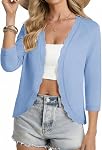 GRACE KARIN Women Lightweight Summer Cardigan Sweater 3/4 Sleeve Cropped Cardigan Casual Open Front Bolero Shrug