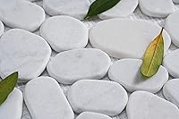 Vista 2 de 5 hojas de azulejo de mosaico de mármol para salpicadura de cocina, piso de baño, etc, colección River Rock, rondas mixtas, 12"X12"X3/8", desgastado