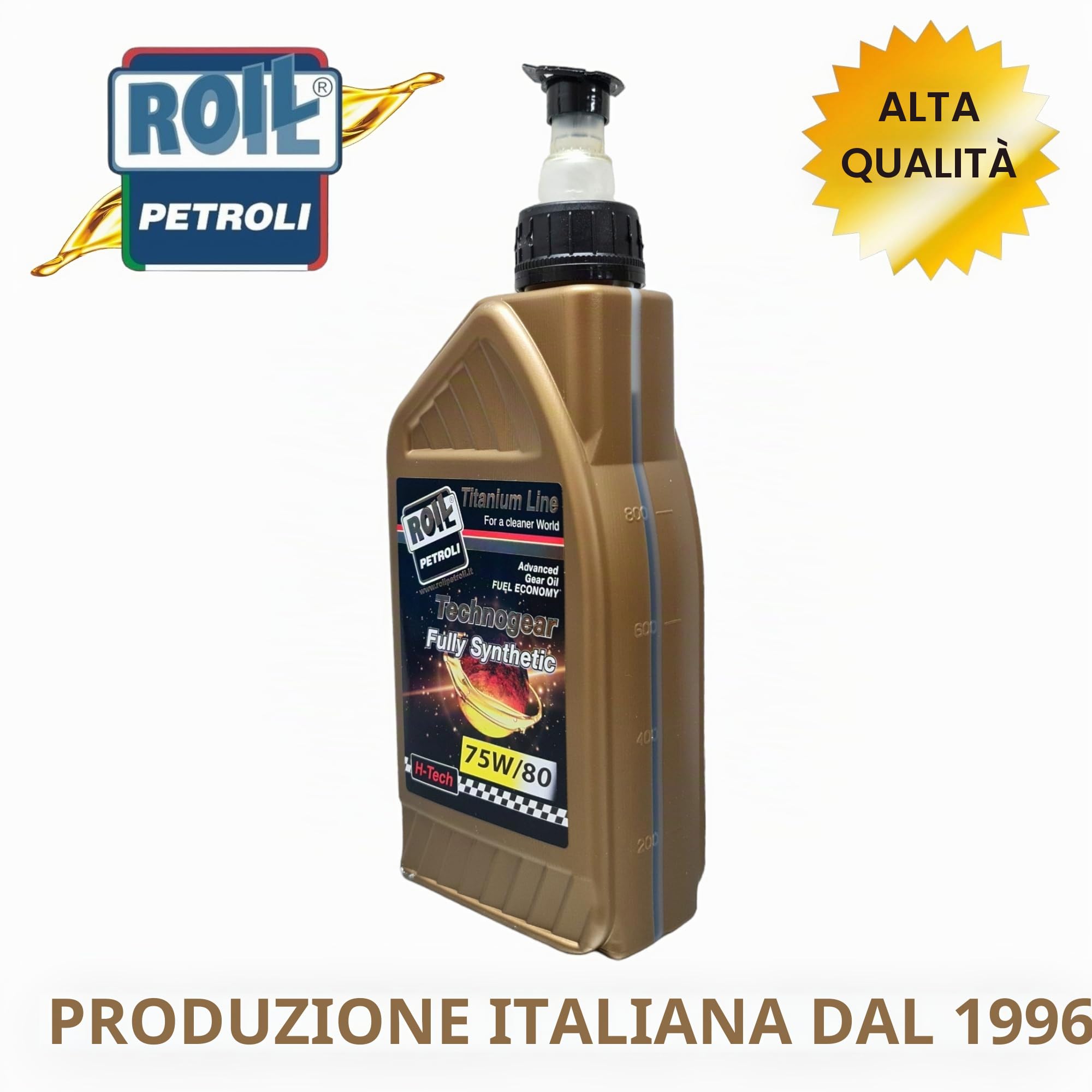 Roil 3 Litri TECHNOGEAR 75W/80-100% Sintetico con Tappo VERSANTE - Nuova Formula con POLIMERO Anti - ATTRITO Olio per Cambi Anche ROBOTIZZATI e Differenziali di Ultima Generazione