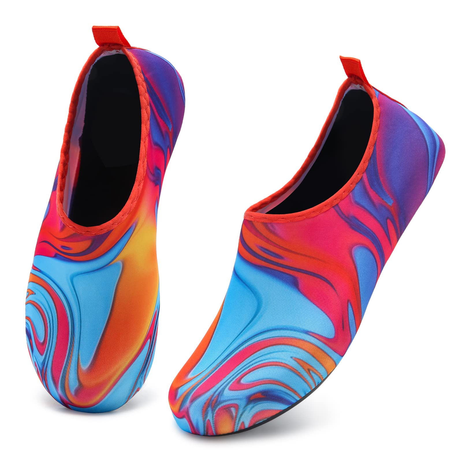 Aqua Socks Beach Water Shoes Barefoot Yoga Socks Quick-Dry Surf Pool Swim Shoes for Women Men(Fluid,5.5/6.5 Women,5/5.5 Men,36/37 EU)