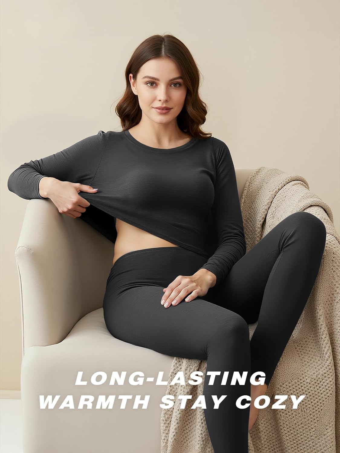 2 Packs Thermal Underwear for Women Long Johns Set for Cold Weather Base Layer Top & Bottom with Fleece Lined - Image 5
