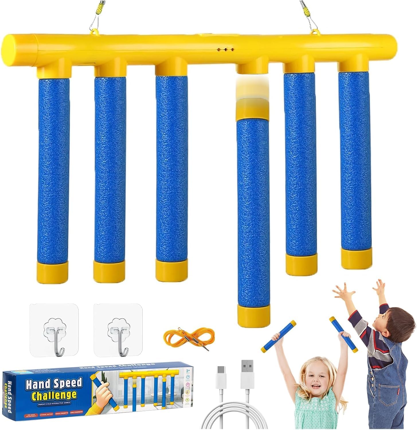 Drop Sticks Game,Catching Sticks Game,Falling Stick Catch Games,Drop It Catch It Win It Reaction Games,3 Adjustable Falling Speeds Hand-Eye Coordination Training Toy for Kids Adults (Blue#)