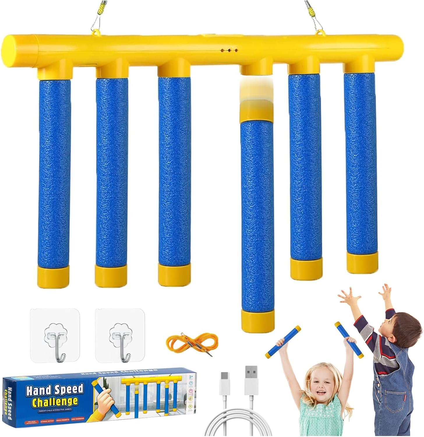 Drop Sticks Game,Catching Sticks Game,Falling Stick Catch Games,Drop It Catch It Win It Reaction Games,3 Adjustable Falling Speeds Hand-Eye Coordination Training Toy for Kids Adults (Blue#) — image 1