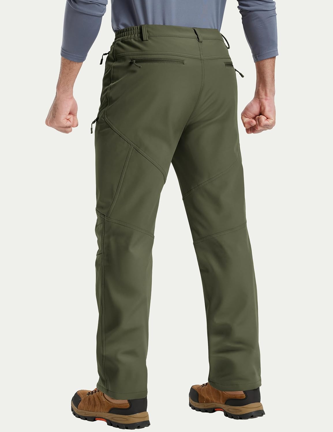 TACVASEN Men's Winter Hiking Pants Fleece Lined Waterproof Softshell Snow Ski Insulated Work Cargo Pants with 6 Zip Pockets - Image 2