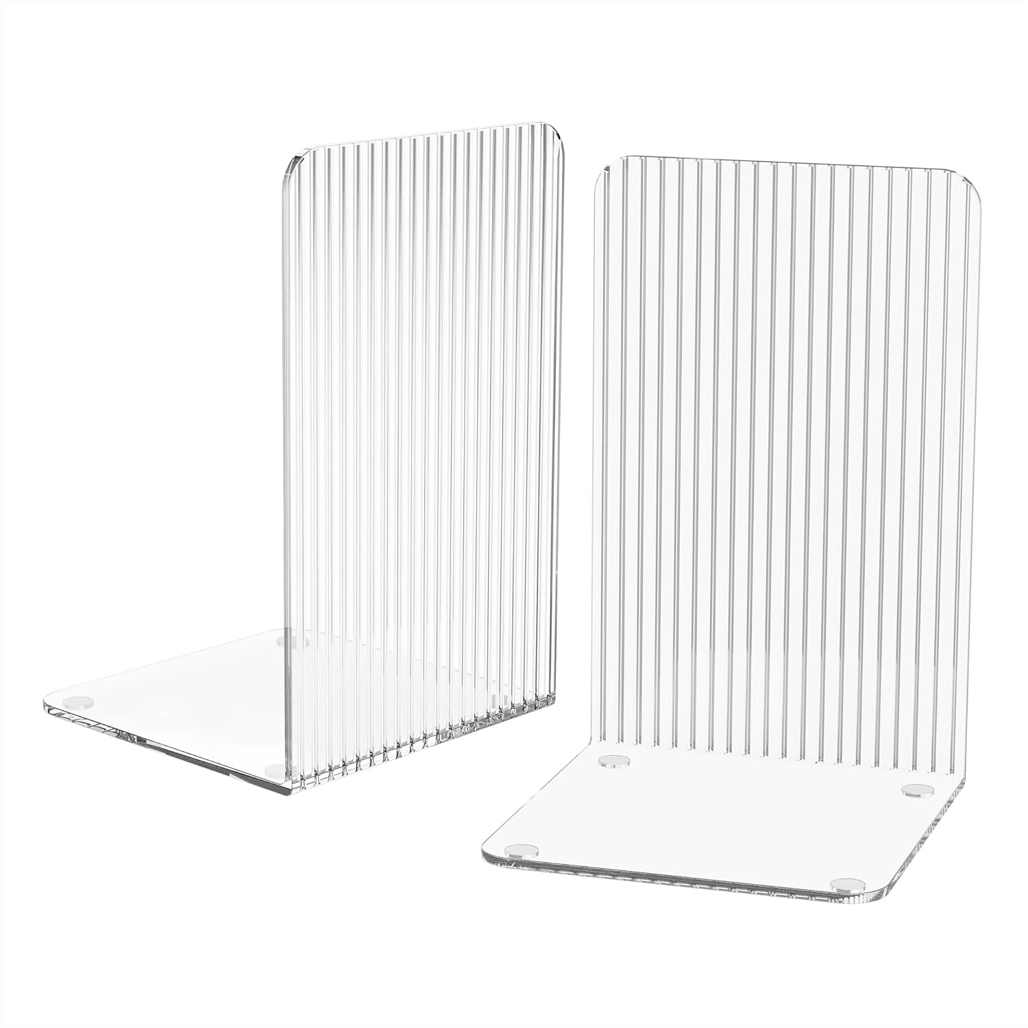 Lulonpon 2 Pieces Book Ends, Bookends, Books End for Shelves, Plastic Books End for Books, Clear Bookends, Acrylic Book Ends for School, Library, Desktop Organizer and Book Shelves 2 Middle