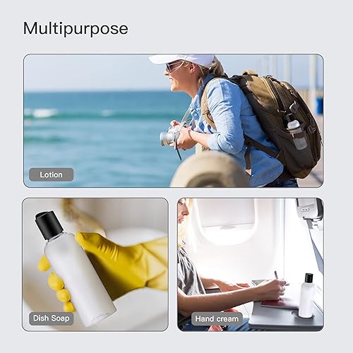 Miniatura 3 de Botellas de viaje de 3.4 onzas para artículos de tocador, recipientes vacíos de tamaño de viaje aprobados por la Tsa, 5 botellas pequeñas de