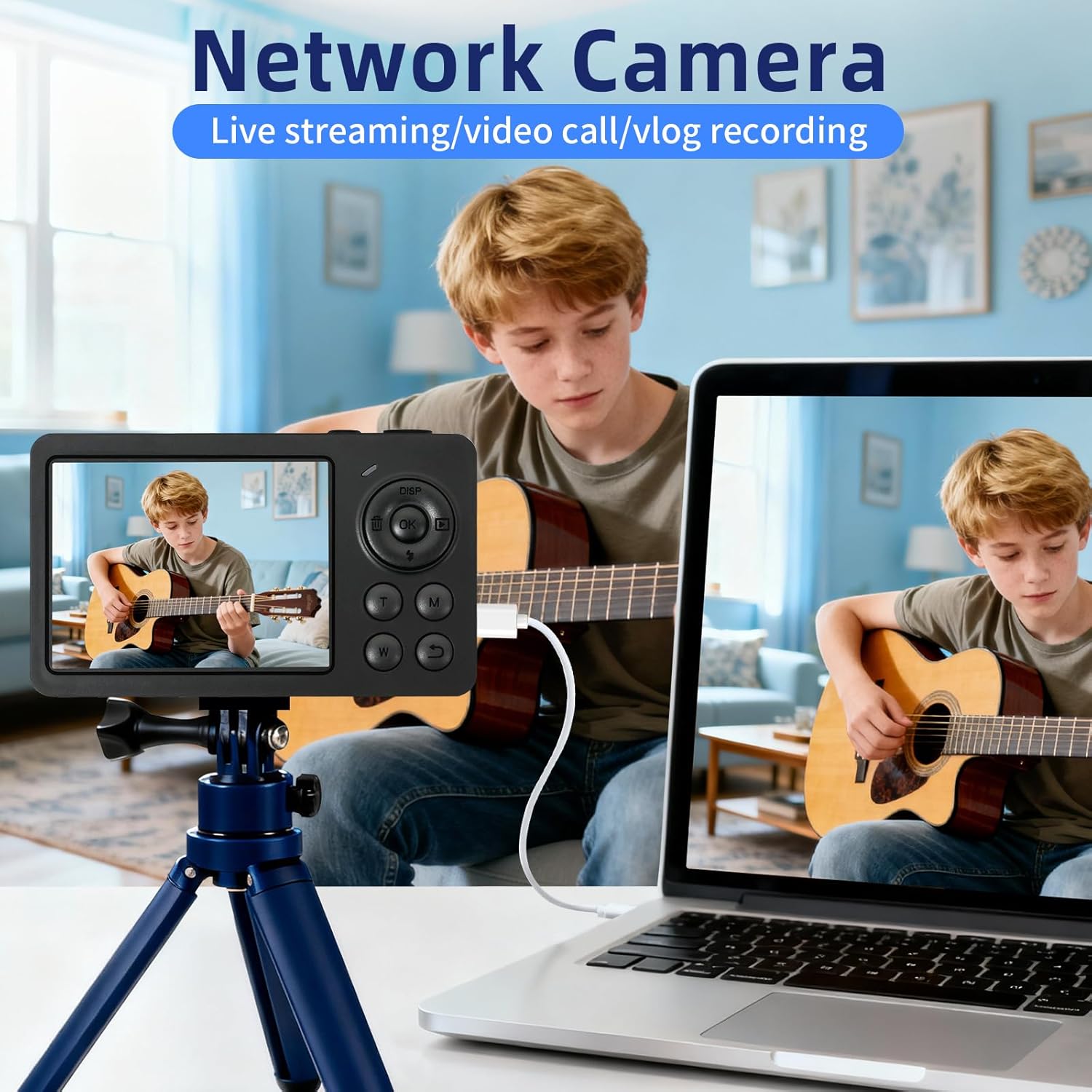 Digital Camera for Photography Autofocus, 4K Point and Shoot Cameras with 32GB SD Card, 16X Digital Zoom, Portable Travel Camera for Beginner, Small Compact Digital Camera for Adult Teens, Blue