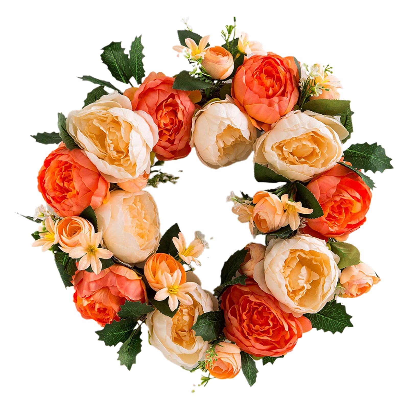 PPRR Wreath for Home Decoration Simulation Wreanth Vine Branches Wall Hanging Silk Cloth Garland Wedding plast-ic Artificial Wreath European Style Dried Flowers