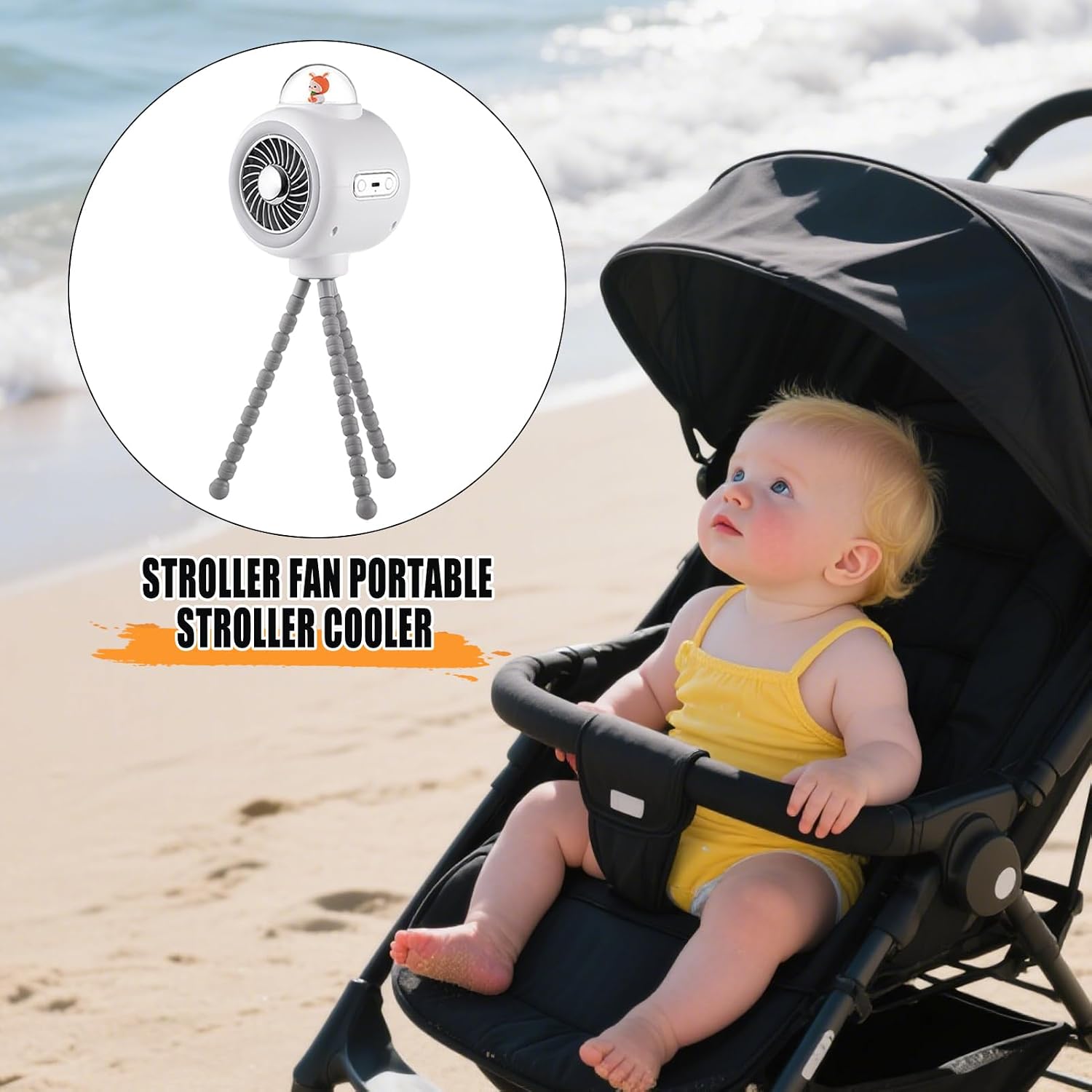 Stroller Fan Detachable 3 Speed 360° Rotate | Portable Pram Fan,USB Rechargeable For Car Seat & Crib, Ideal Baby Gift