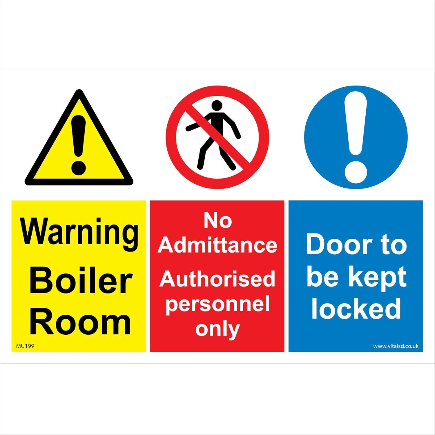 Warning Boiler Room No Admittance Door Kept Locked Sign