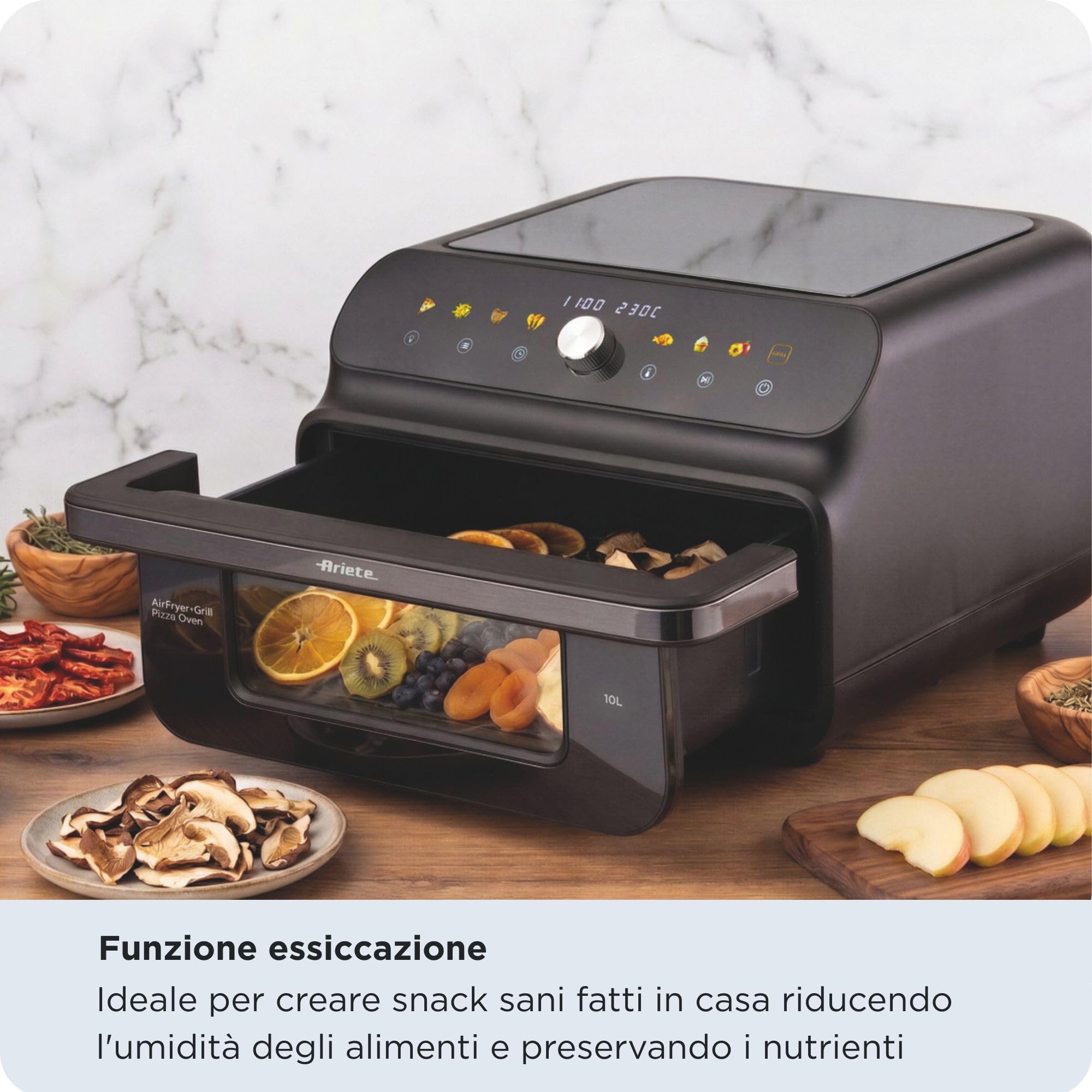 Ariete 4649 Air Fryer + Grill Pizza Oven, Friggitrice e Forno 10L 2000W