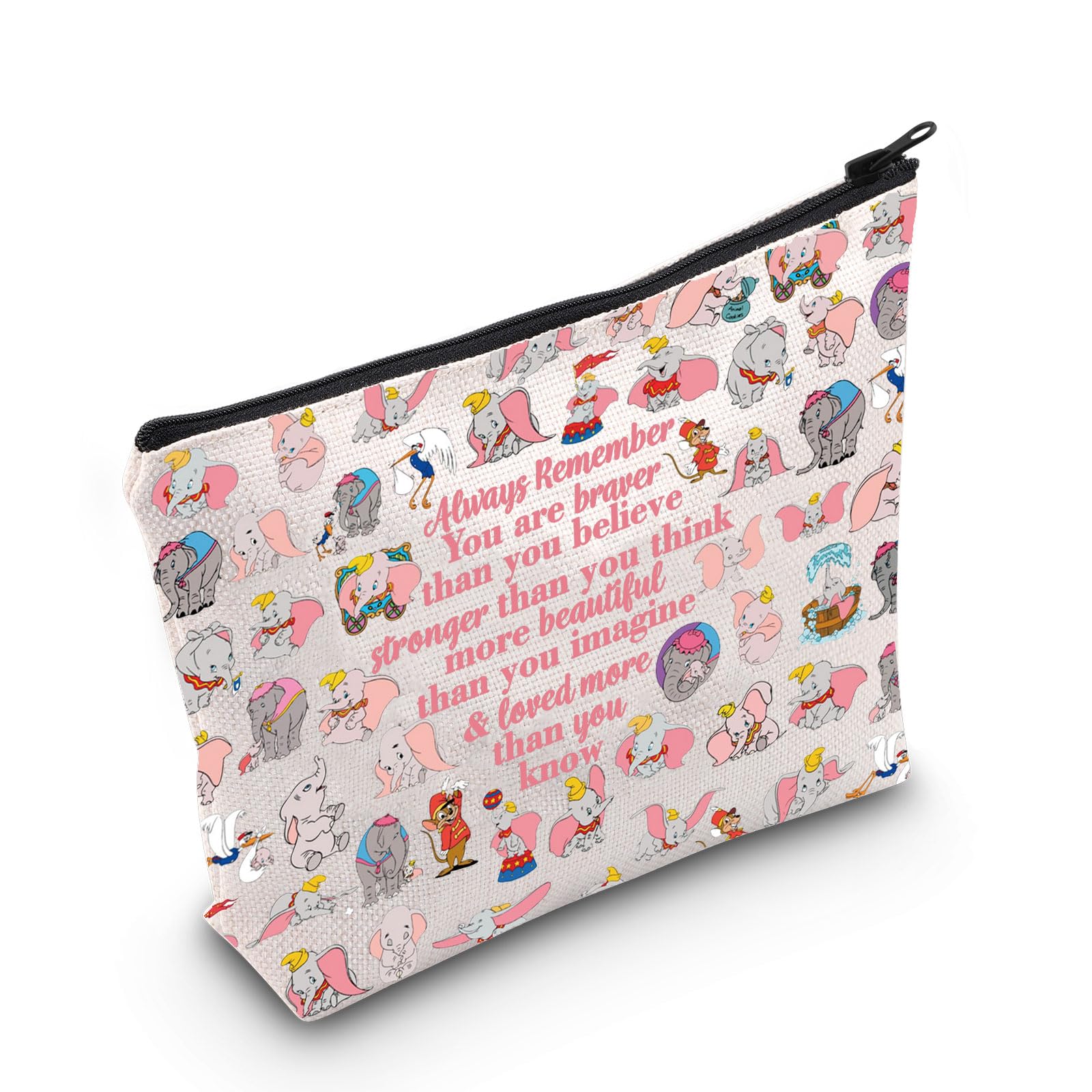 WZMPA Mike & Sully Cosmetic Bag Boo & Roz & Celia Fans Gift You Are Braver Stronger Beautiful Than You Know Monsters Makeup Zipper Pouch Bag Mike & Sully Merch (Always Dum-bo)