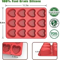 Vista 3 de SILIVO Molde de silicona para magdalenas en forma de corazón (paquete de 2) - Moldes de silicona antiadherentes para hornear, molde para magdalenas