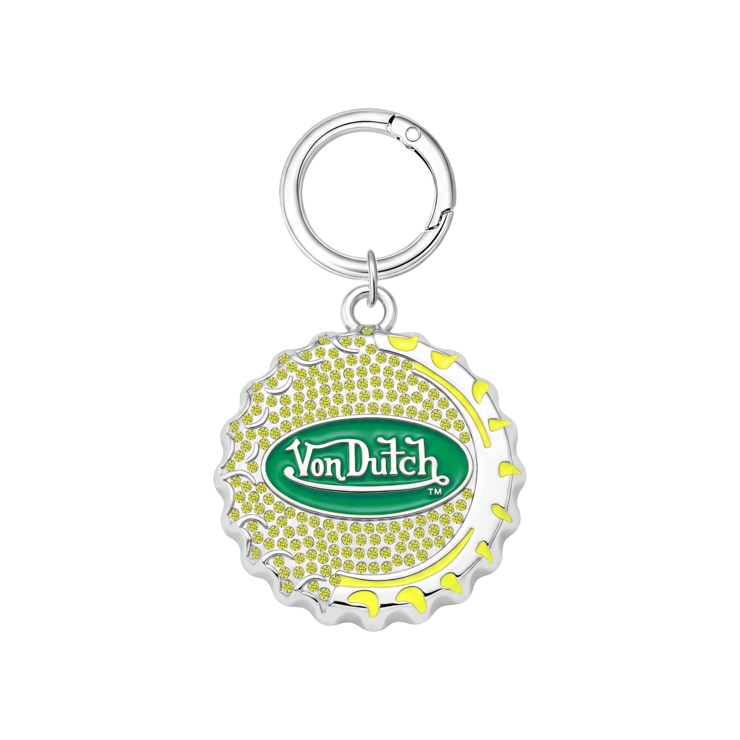 Bottle Cap - Yellow, Hinged Key Ring