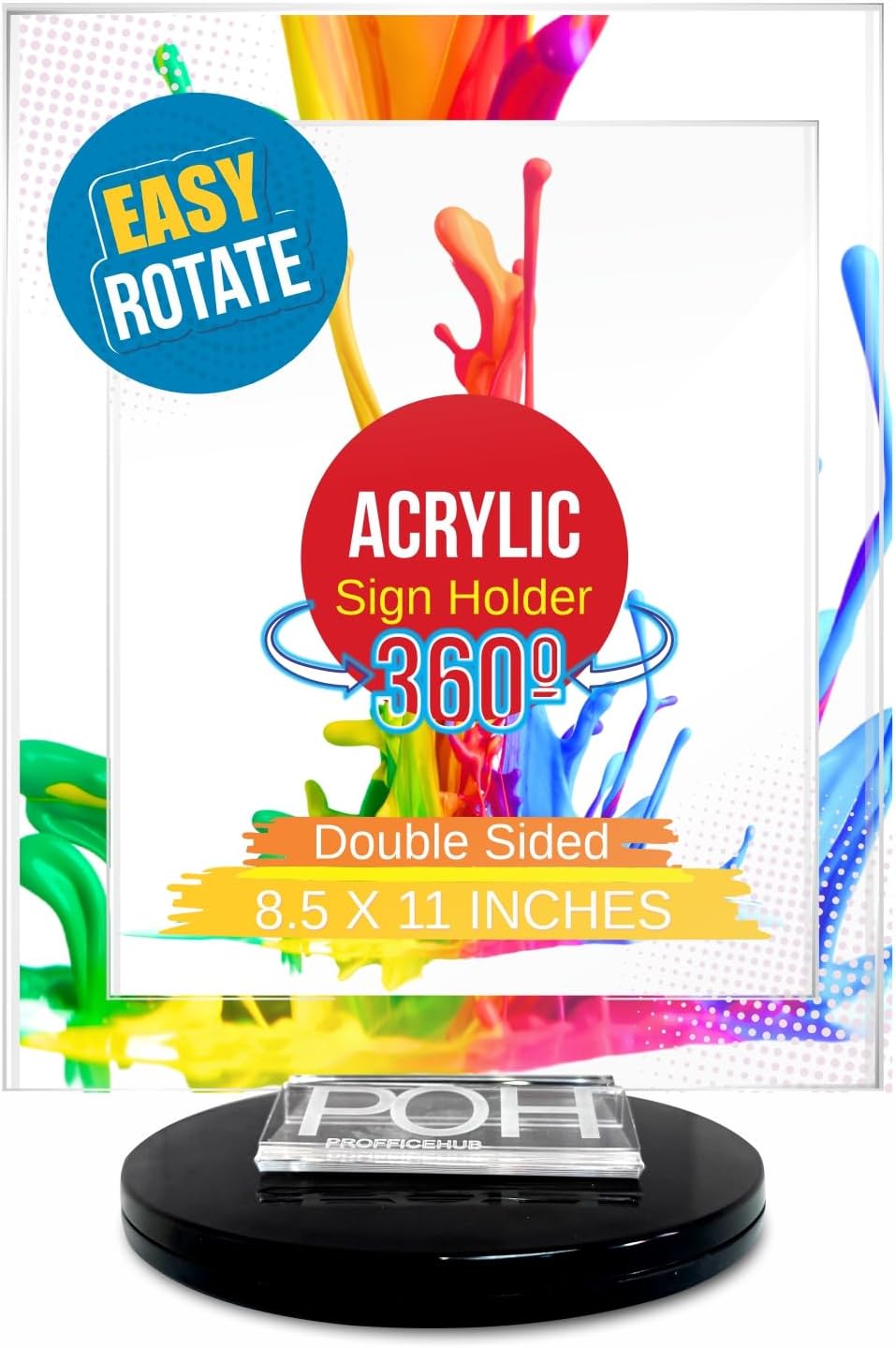 360° Rotating Base Acrylic Sign Holder 8.5 X 11 Display