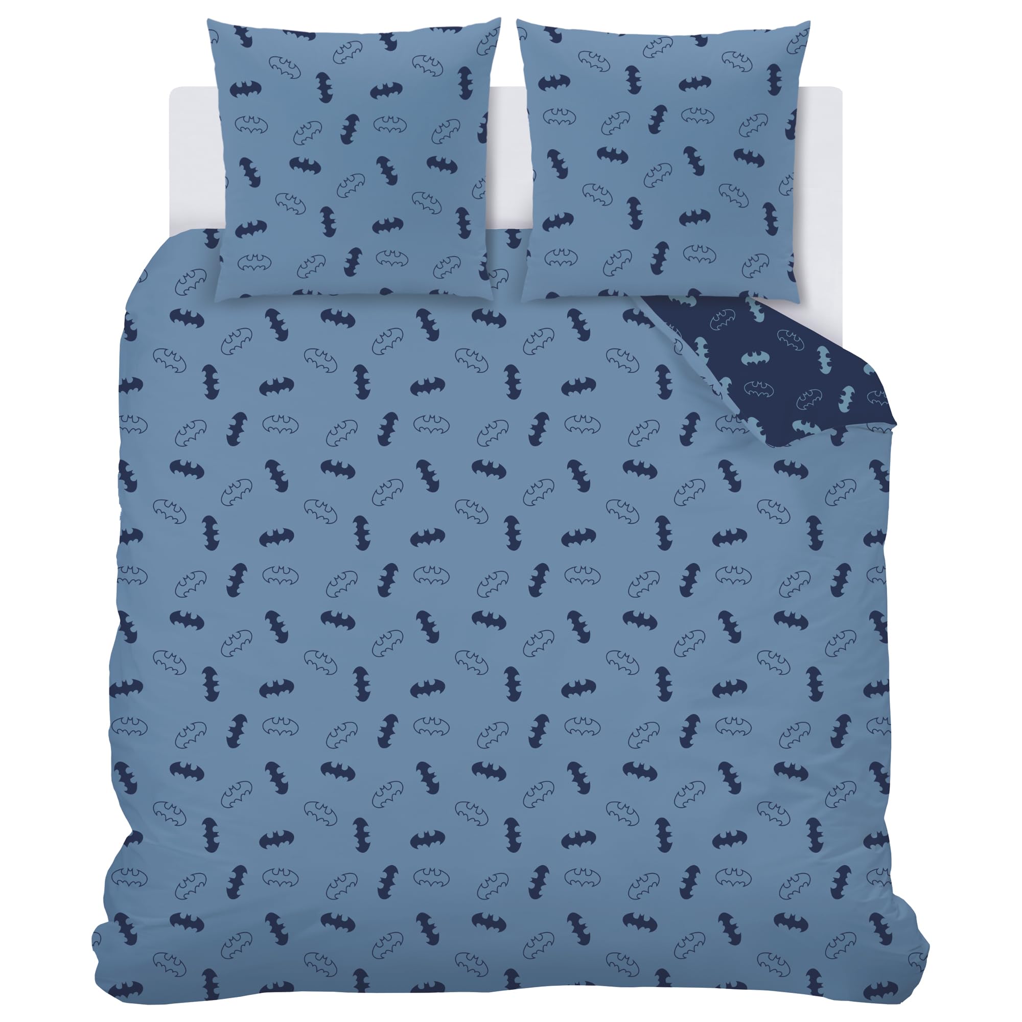 Juego De Cama Batman Reversible - Funda Nórdica 140x200cm Y Funda Almohada 65x65cm, Polialgodón, Diseño Batmobile