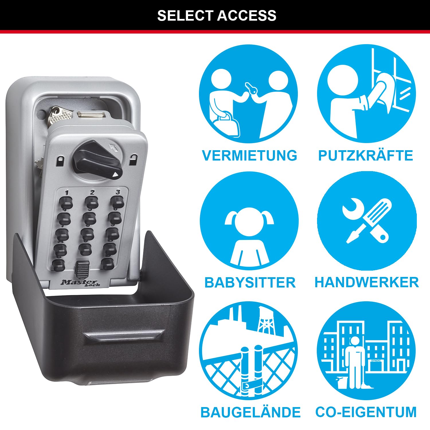 Master Lock Zertifizierte Schlüsseltresor Extra Sicherheit Extra Large, Wandhalterung, Aussen, 17.3 x 10.3 x 7.5 cm, Schlüsselsafe