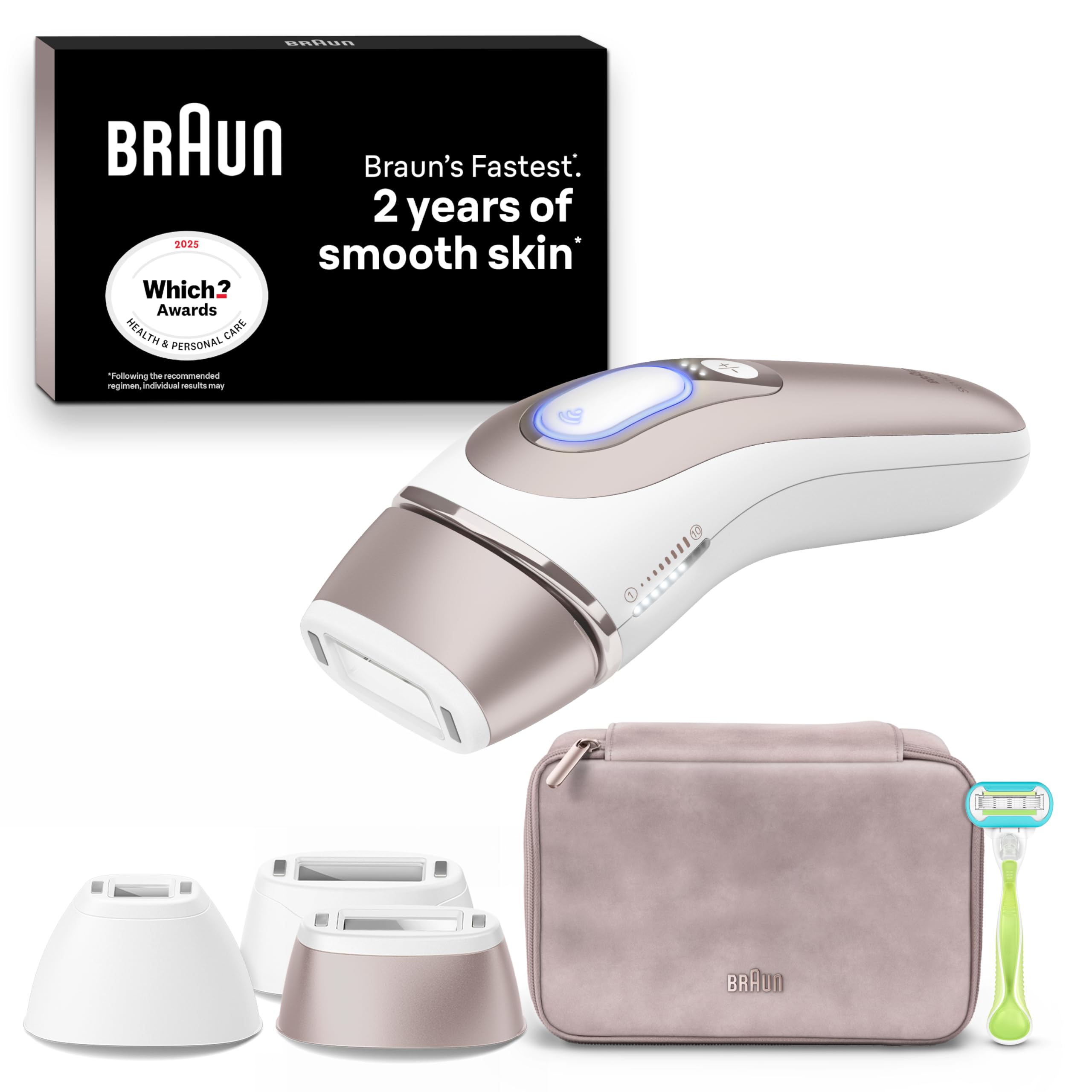 BraunSmart IPL Skin I Expert, at Home Hair Removal, Alternative for Laser Hair Removal, Smart IPL with Exclusive Free App, Venus Razor, 3 Smart Heads, 2 Years of Smooth Skin, Gift for Women, PL7253