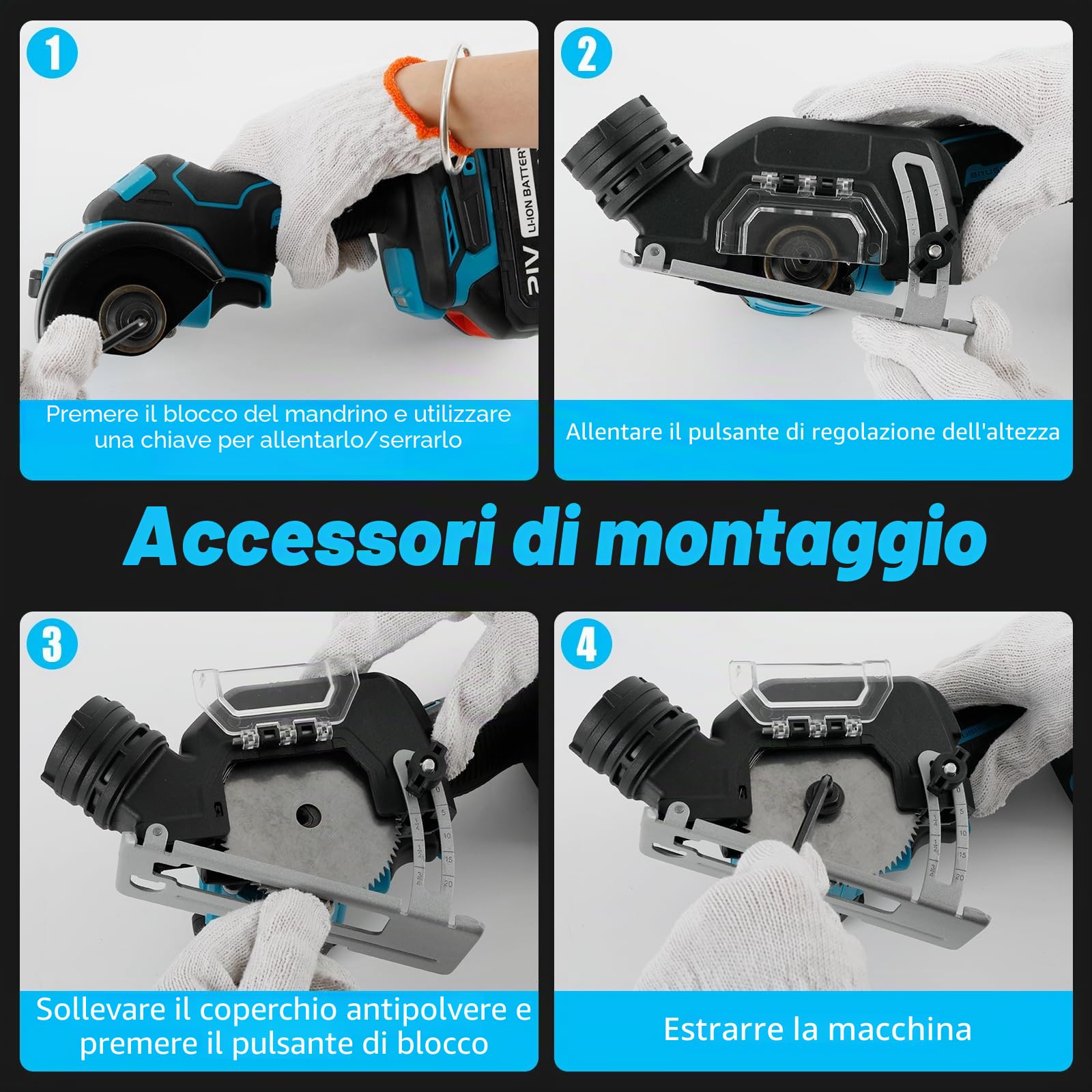 Smerigliatrice angolare a batteria da 3 pollici compatibile con batteria Makita 18V (senza batteria), smerigliatrice angolare mini senza spazzole da 16.800 giri/min con display digitale, 2 dischi