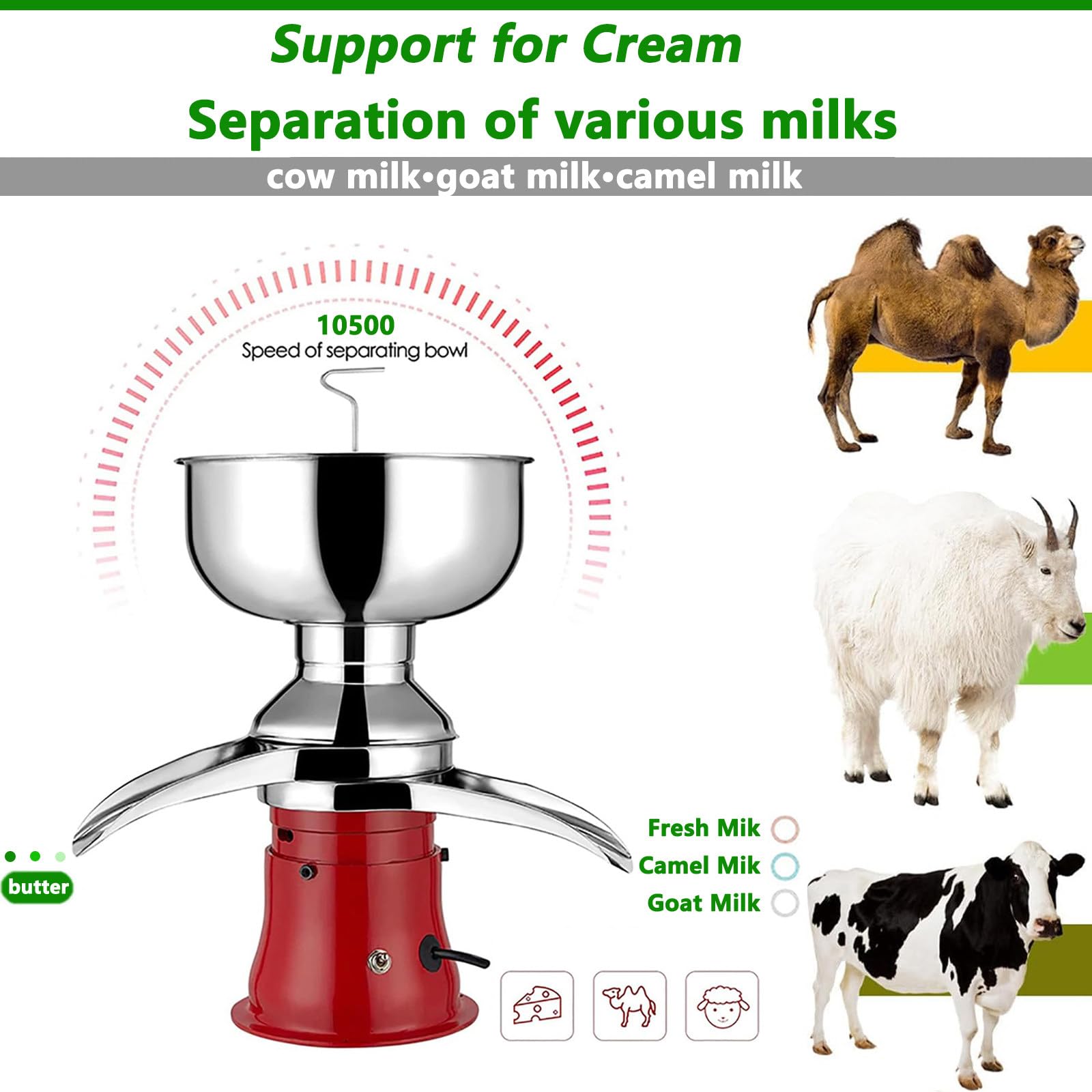 Elektryczny Separator Śmietanki Mlecznej, Wydajne Przetwarzanie 50 L/H, Przetwarza Surowe Lub Pełne Mleko Na Śmietankę I Mleko Odtłuszczone Do Domowych Produktów Mlecznych