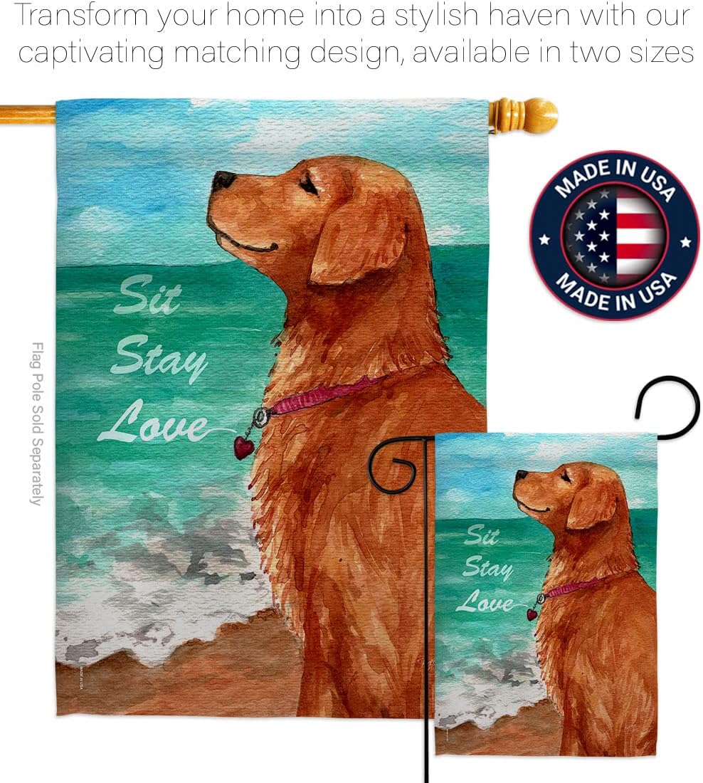 Breeze Decor PT-H-110084-IP Dog Puppy Spoiled Paw Canine Fur Pet Nature Farm Animal Creature Golden Stay Love, Made in USA