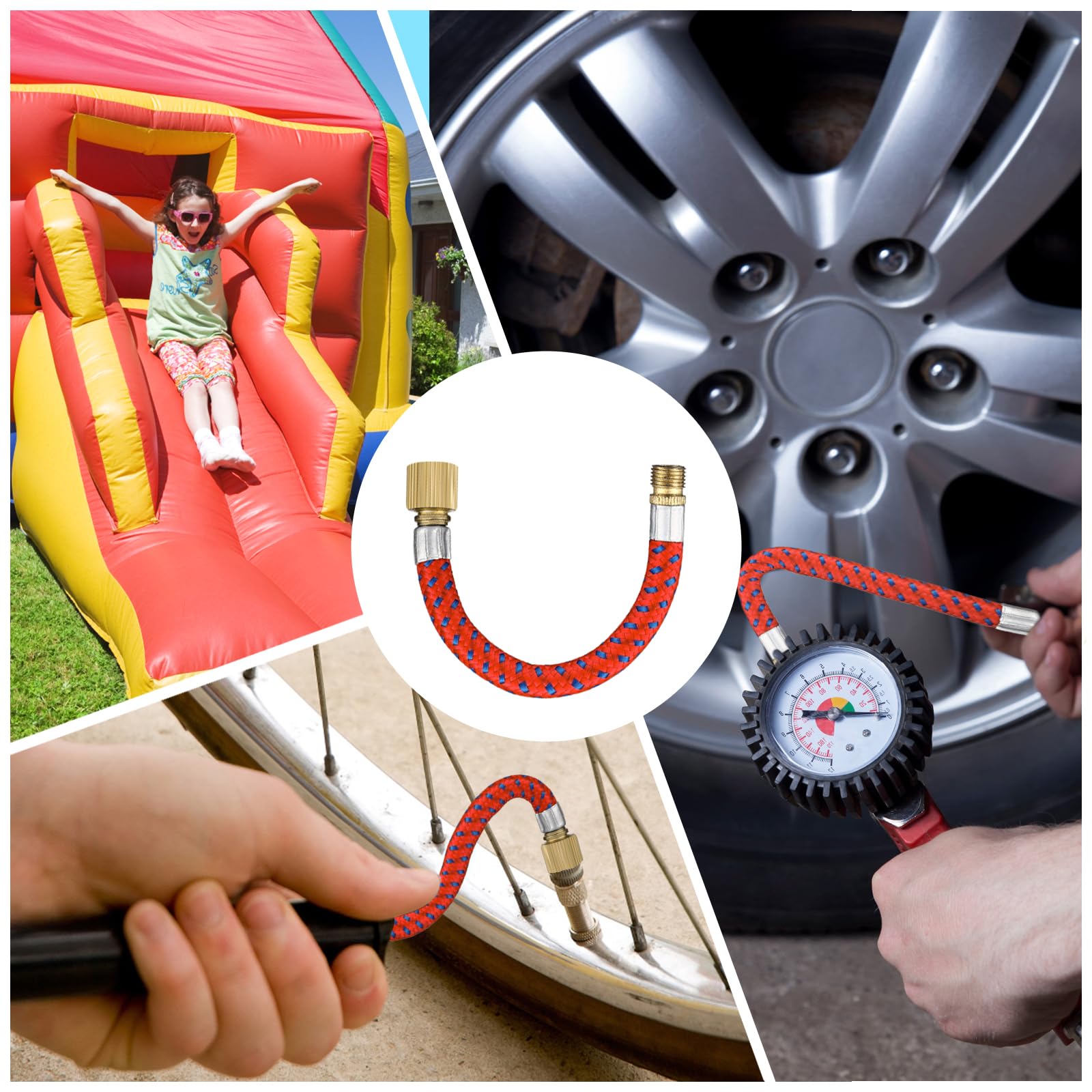 Kit Adattatori Valvole Per Gonfiaggio - 33 Pezzi Per Bici, Auto, Gonfiabili - Con Tubo E Scatola Portatile - Compatibile Con Tutte Le Pompe - Foto 3