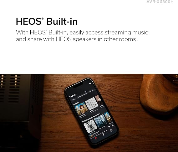 Denon AVR-X6800H 11.4 Channel AV Receiver - 140W/Ch, Built-in HEOS, WiFi, Bluetooth - Dolby Vision, HLG, HDR10+, Dynamic HDR & Dolby Atmos Height Virtualization - Home Audio Receivers & Amplifiers