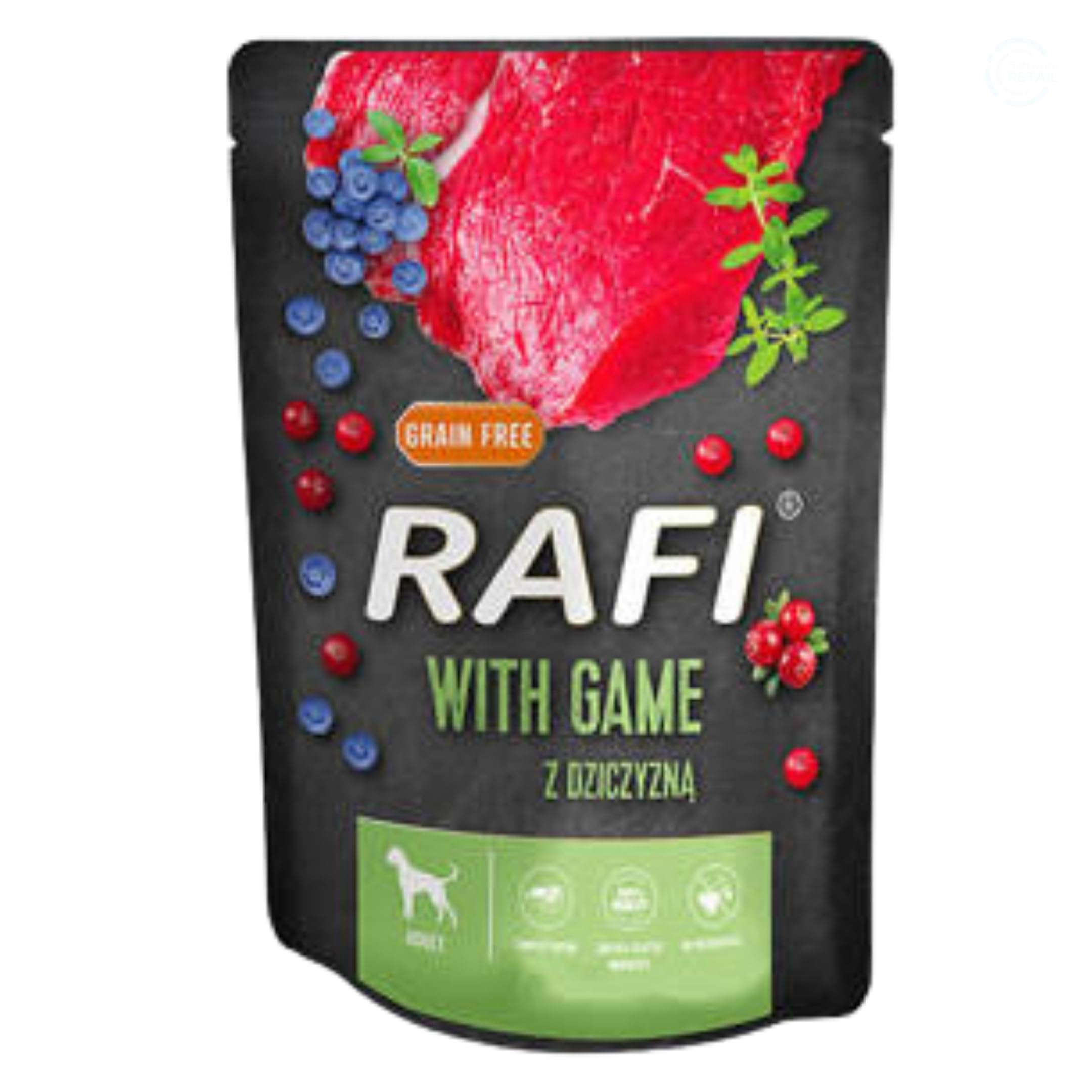 Rafi Complete Wet Dog Food: Meat & Natural Ingredients, Grain-Free, Immune-Boosting Superfoods in Every Flavour! Healthy & Tasty Nutrition for All Breeds! (Game, 300g) — image 1